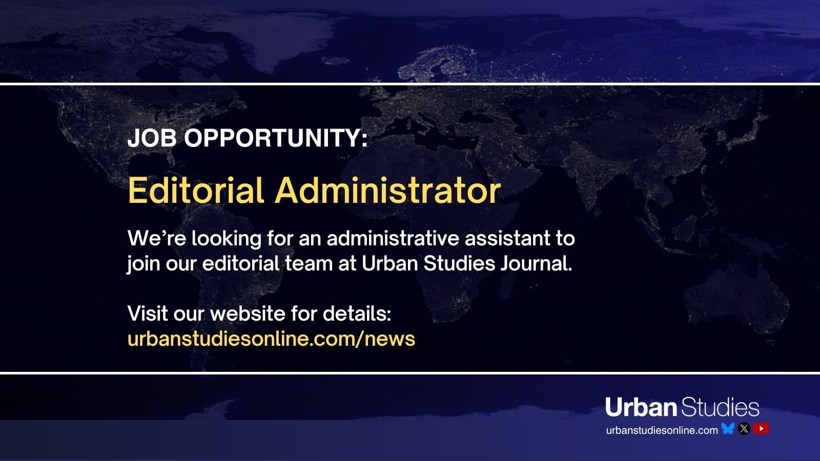 Job advert - Editorial Administrator